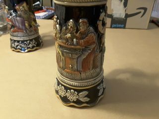 Vintage West German Beer Stein,  Hand Painted Ceramic