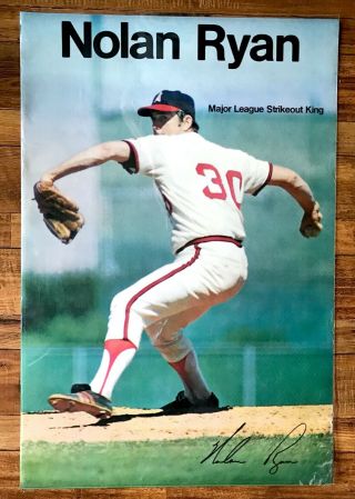 Nolan Ryan Major League Strikeout King Angels 36’ X 23 3/4” Poster