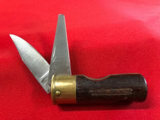 Winchester 12 Gauge Shotgun Shell Pocket Knife W/file Blade Vintage Collectible