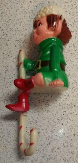 Vintage JSNY Santa ' s Helper Elf Pixie Stocking Holder celluloid ? Elf on a shelf 3