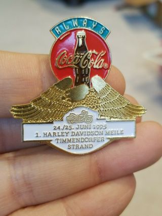 Vintage Coca Cola Harley Davidson In The Woods Club Pin Germany 1995