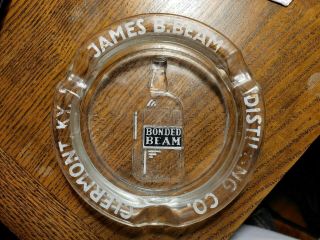 Rare Old Antique Vintage Jim Beam Bourbon Whiskey Advertising Glass Ashtray