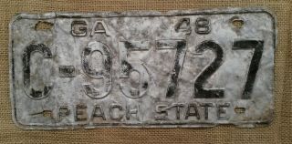 Vintage Antique 1948 Georgia Peach State License Plate Tag Hot Rod C - 95727