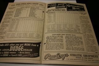 1949 ST.  LOUIS CARDINALS SCORECARD PROGRAM VS YORK GIANTS UNSCORED RARE 2