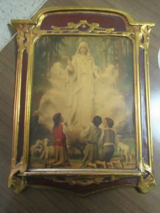 C.  Bosseron Chambers Antique,  Lithograph Print Our Lady Of Fatima