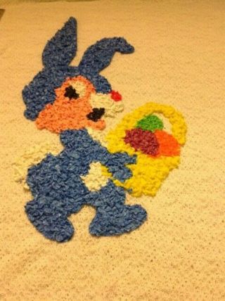 Vtg Melted Plastic Popcorn Blue Bunny Rabbit Spring Easter Decoration 22 "