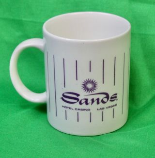 Vtg Sands Hotel Casino Las Vegas White/purple Coffee Mug Travel Souvenir