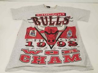 Vintage 1992 Chicago Bulls World Champions T - Shirt Size Large Nba