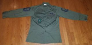 Vintage Usaf Us Air Force Utility Green Fatigue Uniform Shirt 15½ X 33
