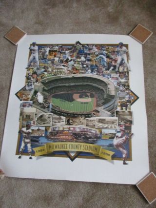Vintage Milwaukee County Stadium Poster - Brewers,  Braves,  Packers