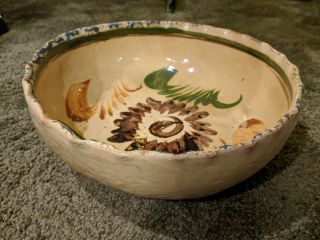 Antique Vintage Mexican Ceramic Bowl Folk Art Handmade Painted Pottery Talavera?