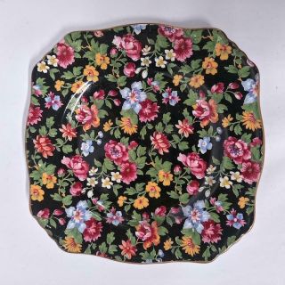 Vintage Esther Pattern Royal Winton Chintz Square Plate Made In England Multi Fl