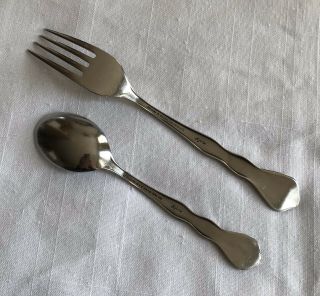 Noritake Stainless Japan Sylvia 1 Teaspoon and 1 Dinner Fork Vintage 3