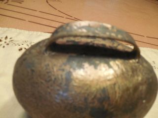 VTG BRASS COW BELL WITH HANDLE 5 1/2 