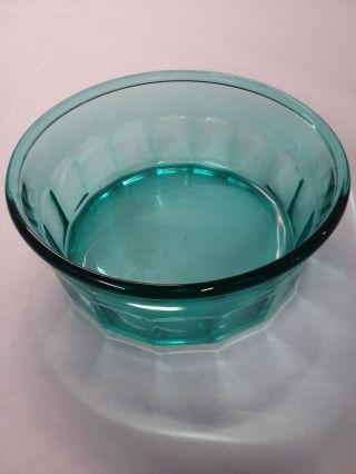 Teal Aqua Blue Green Ultramarine Glass Salad Bowl Set Arcoroc France Vintage 9”