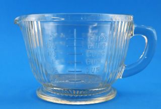 Vintage Antique 2 Cup Glass Ribbed Measuring Cup Cups And Ounces Handle Spout