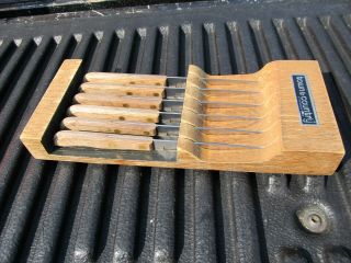 Vintage Town & Country Hanging Steak Knife Set By Washington Forge 6 Knives 2