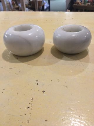 Vintage Marble Candle Holders White And Gray
