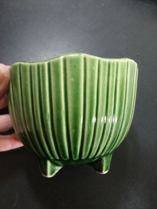 Vintage Mccoy Pottery Planter Flower Pot Mcp 612 Round Green Succulents Retro
