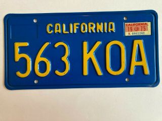 1975 California License Plate Classic Blue 6 Digit 1970s