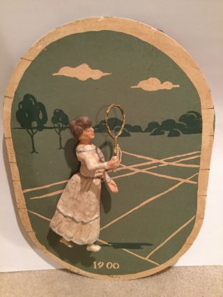 Vintage C.  Jere Tennis Lady 1900 Wall Hanging Sculpture Art 1983