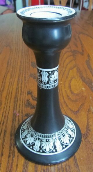 Vintage Black Candlestick Grimwades Stoke On Trent England 6.  75 "