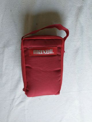Vintage Red Maxell Cassette Tape Case Soft Holder With Belt Loops Euc