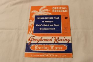 1952 Derby Lane,  Florida Greyhound Track Racing Program