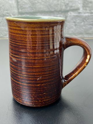 Red Wing Pottery Village Green Usa Vintage Coffee Mug/ Cup Brown Light Blue/grn