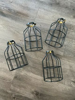 X4 Black Metal Vintage Open Bulb Guard Lamp Cage For Pendant Light Ceiling Fan