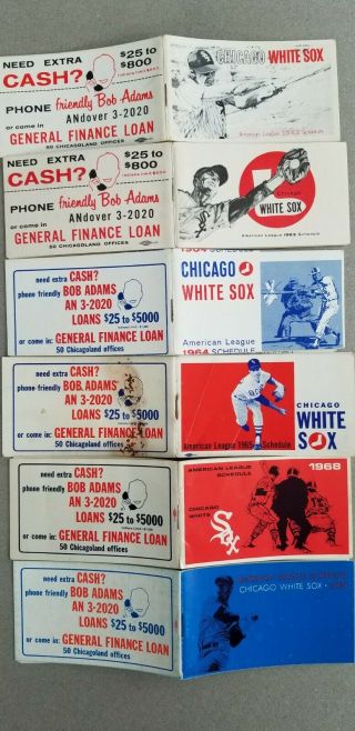 Chicago White Sox American League Schedule Booklets 1962,  63,  64,  65,  68,  69