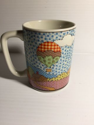 Vintage Coffee Mug Patchwork Otagiri Japan Hot Air Balloon Novelty