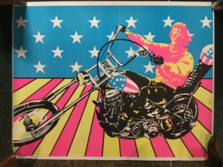 Vintage 1969 Easy Rider Peter Fonda Blacklight Poster,  Sunset Marketing