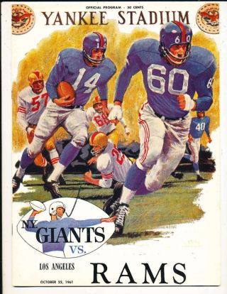 10/22 1961 York Giants Vs Los Angeles Rams Football Program Bxram
