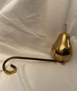 Brass Christmas Stocking Holder One Pear Vintage Long Hanger Heavy Duty 7”h X 9h