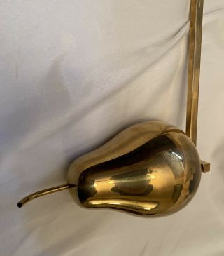 Brass Christmas Stocking Holder one Pear Vintage Long Hanger Heavy Duty 7”H x 9H 2