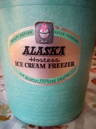 VINTAGE 50 ' S Alaska Hostess Freezer Hand Crank Ice Cream Maker 2