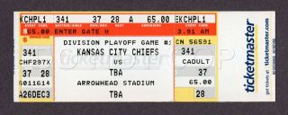 2003 Nfl Colts @ Chiefs Afc Division Playoff 1/11/04 Full Ticket Peyton Manning