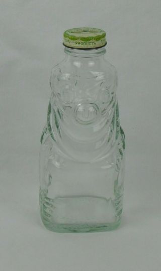 Vintage Figural Grapette Clown Bottle Bank Clear Glass W/ Lid Arkansas