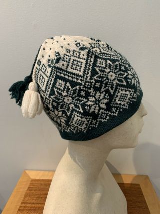 Vintage Igloos Schuessler Nordic Snowflake Wool Ski Hat Tassel Toque Usa