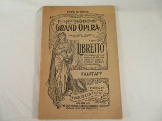 Vintage C1930s Metropolitan Opera House Libretto Falstaff Shakespeare