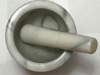 Vintage marble stone mortar pestle 4” x 4 3/8” 2