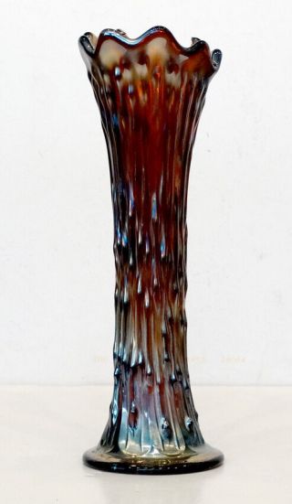 Fenton Antique April Showers Irridescent Amethyst Carnival Glass Vase