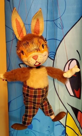 Vintage Pelham Puppet - Sl63 Rabbit - Antique Marionette W/ Box