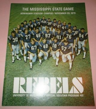 1970 Ole Miss Rebels Football Program Vs.  Mississippi State - Egg Bowl Game