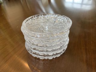 6 Vintage Crystal Cut Glass Cup Coasters With Pinwheel Design