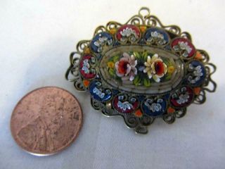 Vintage Micro Mosaic Brooch - Pin Italy - Roses