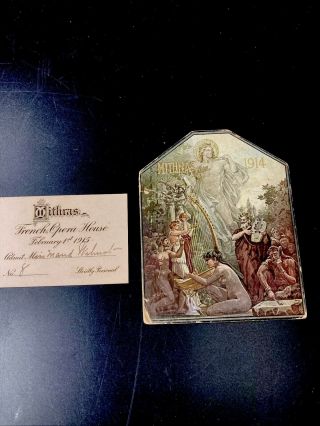 Antique 1914 Mithras Dance Card & 1915 Admit Card Orleans Mardi Gras Comus