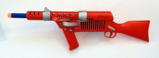 Vintage Marx Hand - Crank Toy Machine Gun Red Hard Plastic 1950s - 1960s