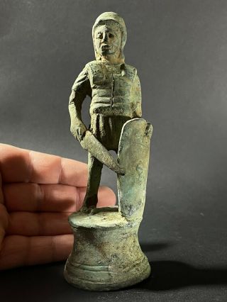 Rare Large Size - Roman Period Bronze Statue Of Military Legionnaire Ca 300 Ad